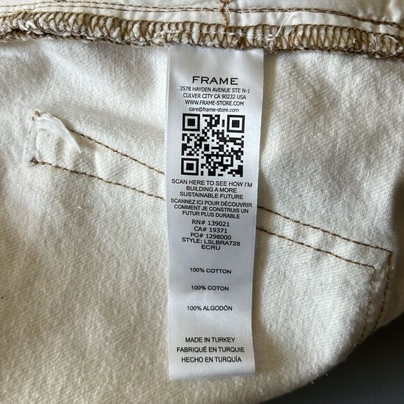 Frame Denim Le Slouch Bermuda Jean Shorts Ecru Size 27 - Picture 7 of 13